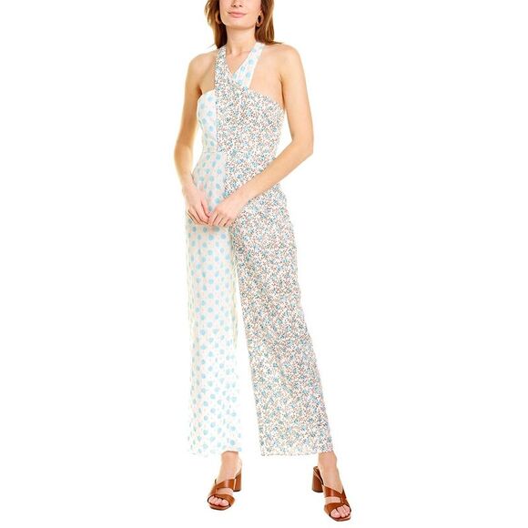 Ash & Eden Pants - Ash & Eden Womens Sarah Halter Neck Jumpsuit, Blue